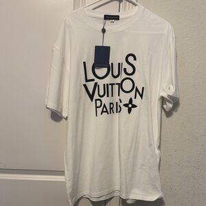 Louis Vuitton Classic White Tee with Black Logo